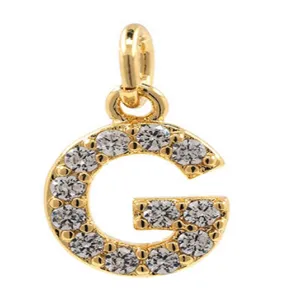 Copper micro-pave cubic zirconia letter G DIY pendant jewelry accessory for charms.