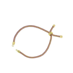 Adjustable purple gold braided Milan cord DIY bracelet 18k gold plated jewelry component