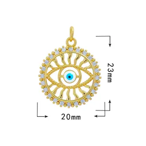 Colgante mal de ojo oro micro circonita pavimentada 18k chapado joyeria DIY 20x23mm
