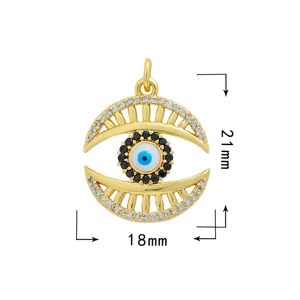 Colgante Mal de Ojo Chapado en Oro 18K Cobre Micropicado Circonita DIY Accesorio Joyería