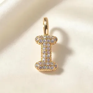 Verguld Letter I Zirkoon Hanger Delicaat Veelzijdig Minimalistisch Stijlvol Sieraden
