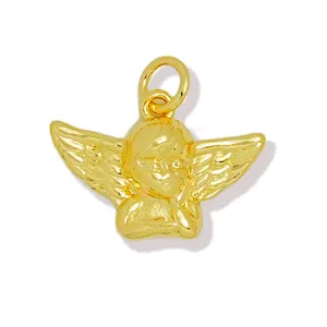 Vista detallada del colgante de ángel dorado, accesorio perfecto para hacer collares de bricolaje.