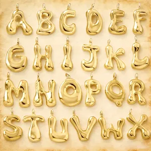 Moda Colgante de Letra de Burbuja de Cobre para Mujer Oro Plata Plateado Alfabeto DIY Joyería Collar