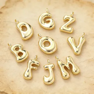 Colgantes de letras abultadas doradas dijes de alfabeto lindos accesorios para joyería DIY