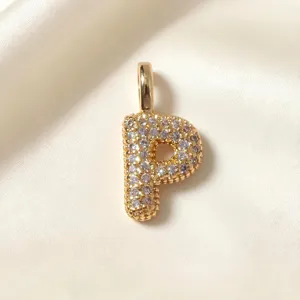 Vergulde letter P hanger ketting initialen zirkonia glanzend sieraad mooi accessoire