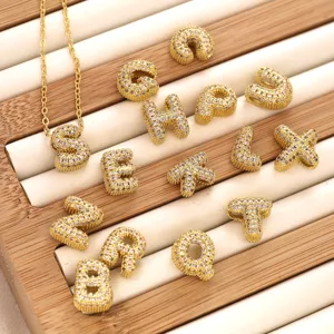 Mode Buchstaben Kupfer Zirkonia Anhänger Halskette Süß DIY Name Schlüsselbeinkette Statement Schmuck Geschenk