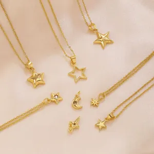 Pendentifs Collier Étoile Lune Plaqué Or Ensemble Accessoires Bijoux DIY Élégant Charm