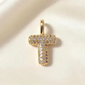 Vergulde letter T hanger met kristallen voor fijne elegante mode sieraden accessoires