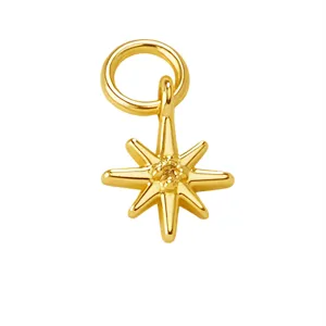 Pendentif étoile plaqué or avec zircone, détail d'accessoire de bijoux DIY délicat.