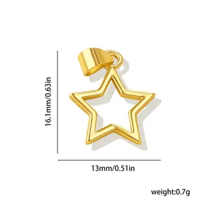 Vue détaillée d'un pendentif étoile dorée avec dimensions et poids pour la création de bijoux.