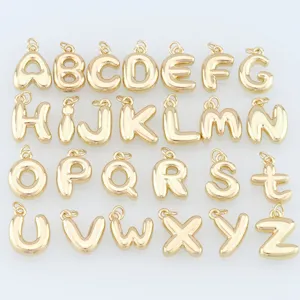 Gold plated 26 letter alphabet charms pendant set for DIY necklace jewelry making details.