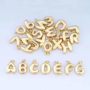 Gold 18K Plated Letter Pendants Cute Alphabet Charms DIY Necklace Jewelry Component