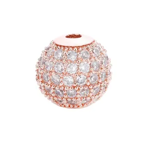 Roségold Mikropavé Zirkonia Rundperle Detail, glitzernder Strass Abstandshalter für Schmuck.