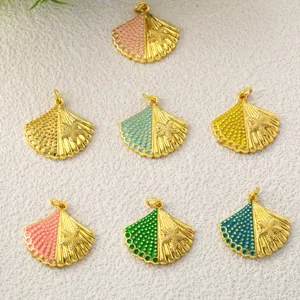 Colgante de concha de estrella de mar esmaltado bañado en oro detalle, accesorio de joyería DIY.