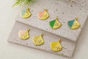 Colgantes de concha estrella de mar chapados en oro con esmalte para collar pulsera.
