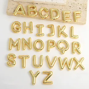Set di ciondoli con lettere a palloncino in oro A alla Z stile hip hop bigiotteria