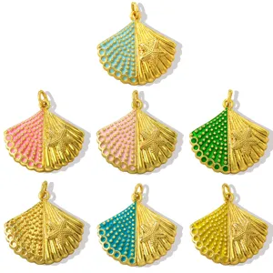 Colgantes de concha y estrella de mar de latón chapado en oro para collar pulsera DIY.