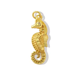 Colgante de caballito de mar bañado en oro para collar pulsera pendiente accesorios de joyería.