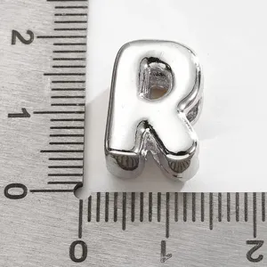 Pendentif lettre R en métal argenté pour bracelet collier accessoire bijoux DIY