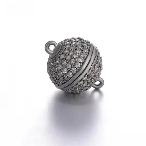 Sferische magnetische sieradengesp met micro-zirconia in gunmetal afwerking voor doe-het-zelf.