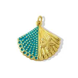 Colgante concha estrella de mar esmalte dorado accesorio joyería DIY para collar pulsera