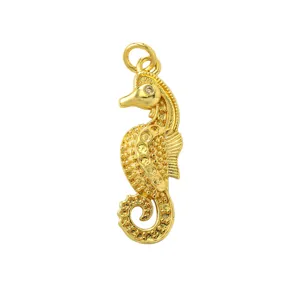 Exquisito colgante de caballito de mar bañado en oro para collar pulsera accesorios de joyería.