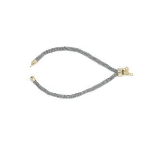 Componente per bracciale in corda intrecciata grigia fai da te con chiusura in metallo.