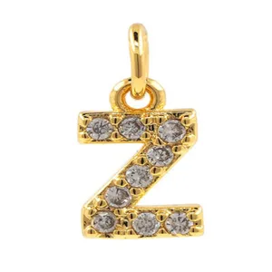 Gold plated letter Z pendant micro paved cubic zirconia DIY jewelry accessory for necklace making