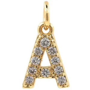 18K Gold Plated Copper Micro Pave Zircon Letter A Pendant DIY Jewelry Accessory Charm.