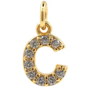 18k gold plated copper micro pave cubic zirconia letter c pendant diy jewelry accessories