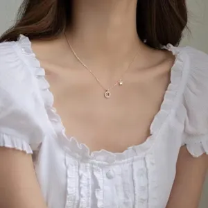 Gouden Letter H Halsketting Met Zircone Hanger Micro Pave Ketting Sieraden Voor Dames