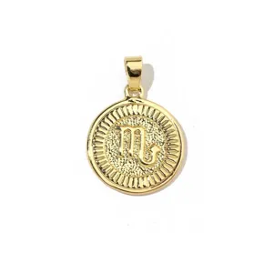 Gold Scorpio constellation pendant copper DIY jewelry accessories necklace round charm part