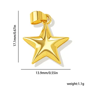Détail du pendentif étoile dorée avec mesures de dimensions précises et poids 1,1g.