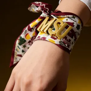 Cross-border brass gold-plated large letter ribbon bracelet DIY decorative jewelry item
