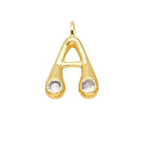 Vergulde letter A hanger met sprankelende zirkonias stenen voor DIY sieraden maken.