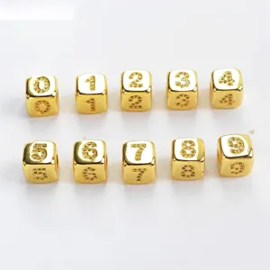 Abalorio de Número Cúbico de Cobre Colgante de Joyería DIY Zirconia Cristal Cuentas Accesorio Para Collar Pulsera Regalo