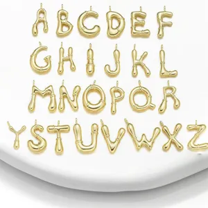 Minimalistisch Koper Letter Hanger DIY Sieraden Accessoire Goud Zilver Verguld Alfabet Bedel Voor Ketting Mode Cadeau