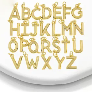 Colgante Charm de Letra Inglesa DIY de Cobre Chapado en Oro 18K Minimalista Accesorios de Joyería Acabado Pulido