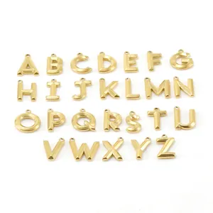 Conjunto de 26 dijes de letras doradas, accesorios colgantes de joyería DIY de metal.