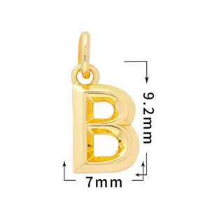 Colgante letra B de cobre chapado en oro accesorio de joyería DIY, vista detallada.