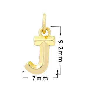 Colgante letra J bañado en oro 9.2mm accesorio de joyería DIY dije para collar pulsera