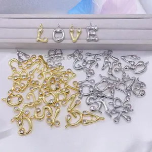 18K Gold Silber Zirkon Buchstaben Anhänger Mode Alphabet Charm Halskette Hauptbild Anzeige