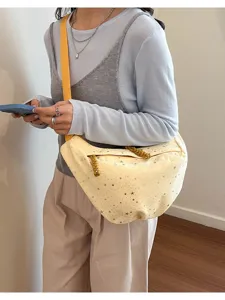 Borsa a tracolla casual con stampa di stelle per donna, elegante borsa a sacco giornaliera.
