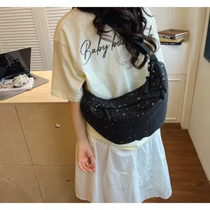 Borsa a tracolla mezza luna con stampa stelle da ragazza borsa casual elegante donna