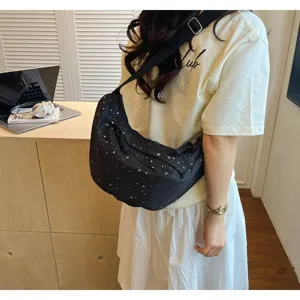 Borsa a tracolla da donna alla moda con stampa stelle mezzaluna hobo borsa casual