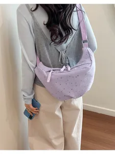 Borsa a tracolla mezza luna stampata con stelle donna moda borsa casual versatile.