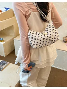 stylish printed shoulder bag casual bow handbag trendy chic women crossbody bag for daily use