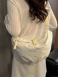 Borsa a tracolla alla moda in tela con stampa di stelle da donna borsa a mezzaluna chic