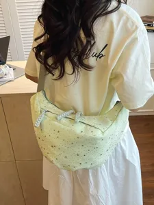 Graziosa borsa a tracolla mezzaluna con motivo a stelle da donna, elegante borsa casual.