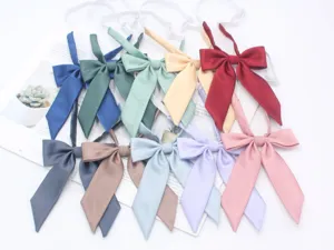 Ensemble de nœuds papillon uniforme JK, fleur de col rayée unie pour femmes et filles.